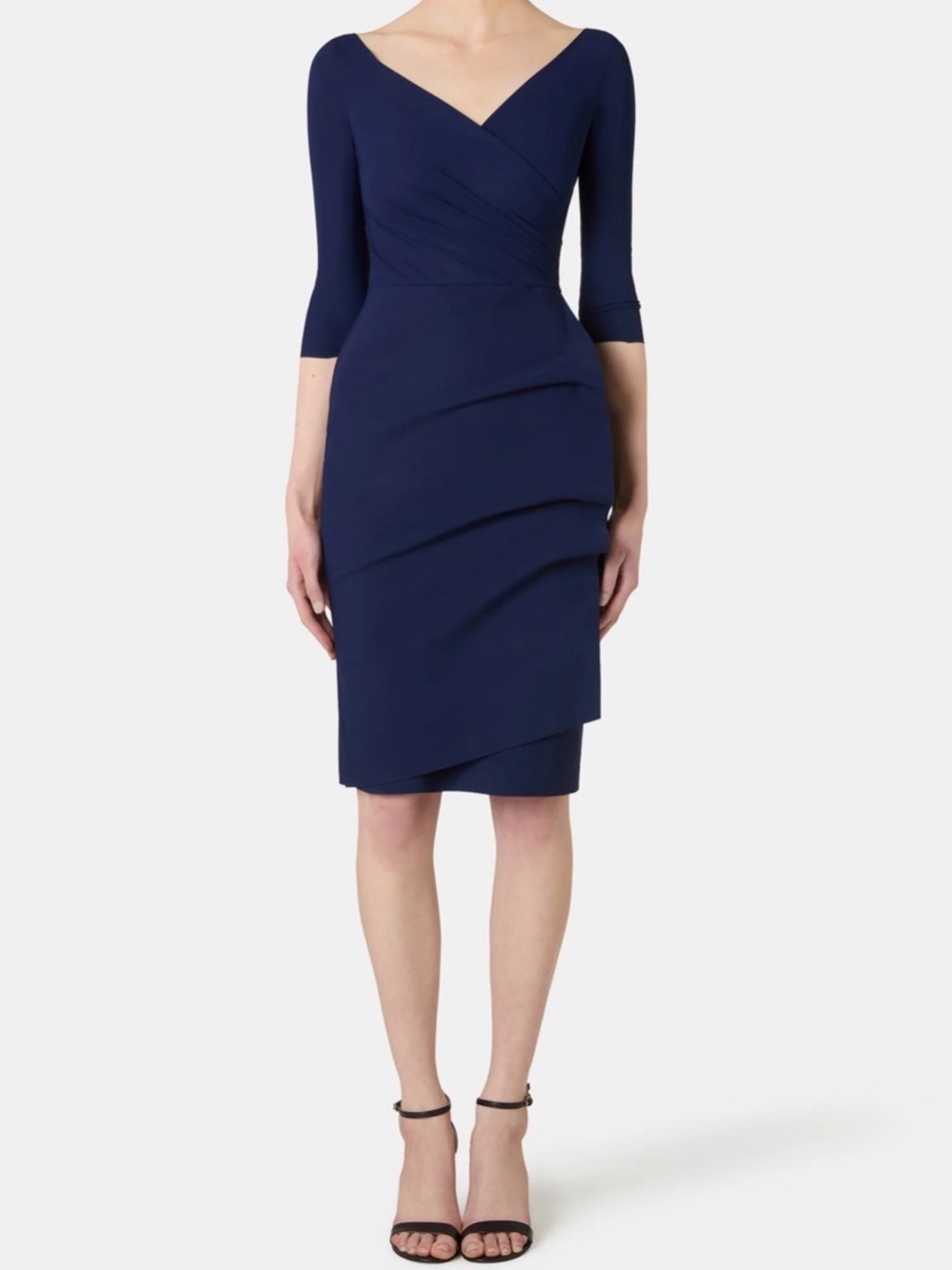 Chiara Boni Florien Surplice Neck Dress Size 40 US 4 in Blu Notte